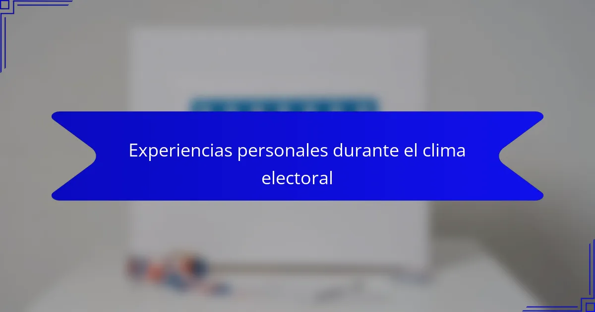 Experiencias personales durante el clima electoral