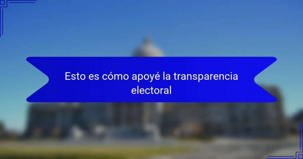 Esto es cómo apoyé la transparencia electoral