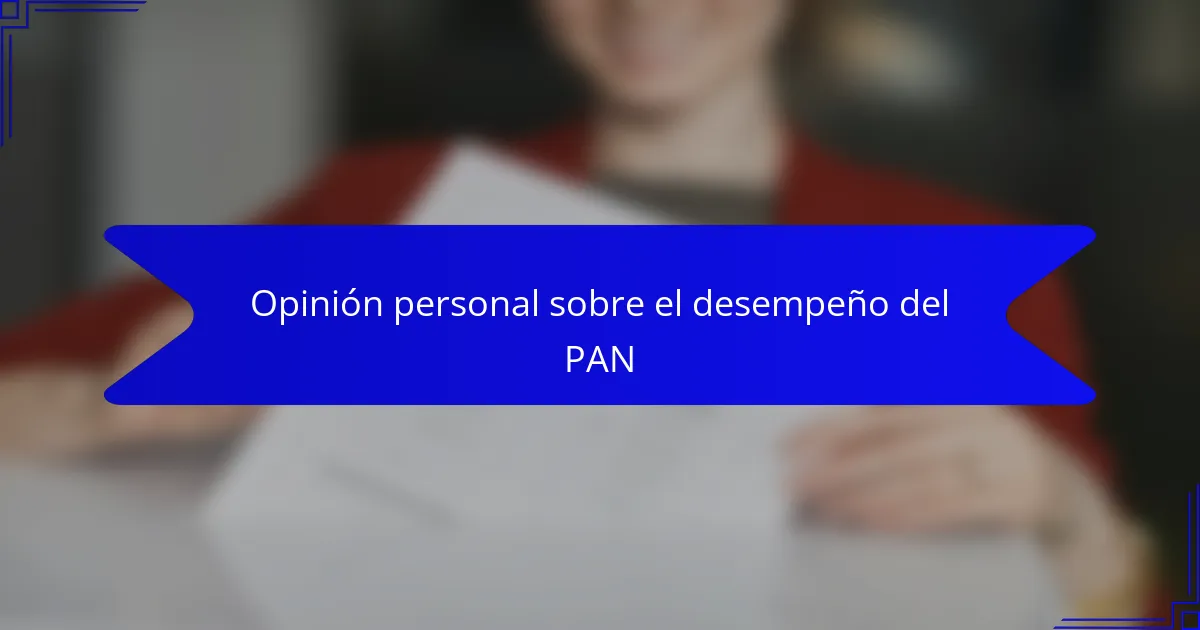 Opinión personal sobre el desempeño del PAN