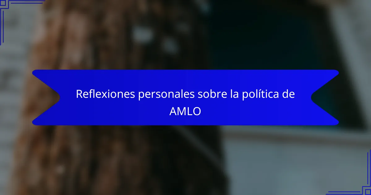 Reflexiones personales sobre la política de AMLO